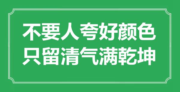 “不要人夸好顏色，只留清氣滿乾坤”是什么意思,出處是哪里