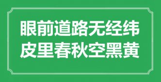 “眼前道路無(wú)經(jīng)緯，皮里春秋空黑黃